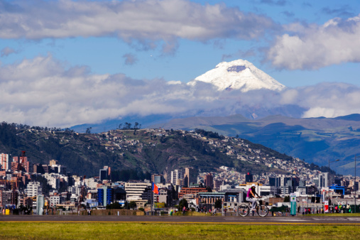 Cotopaxi Volcano View from Bicentennial Park (old airport Mariscal Sucre) in Quito-Ecuador.