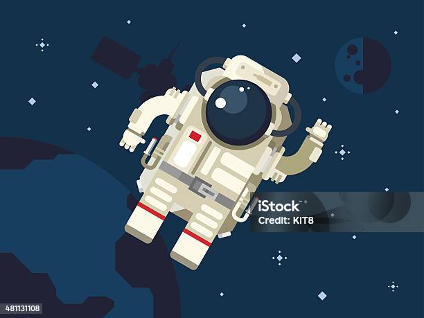 Astronaut In Outer Space Stock Illustration - Download Image Now - 2015, Adult, Antenna - Aerial