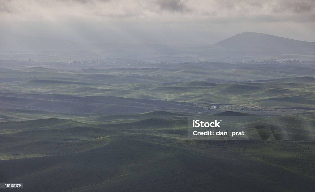 Palouse Landscape The rolling hills of the Palouse during a vivid sunset. Agriculture Stock Photo