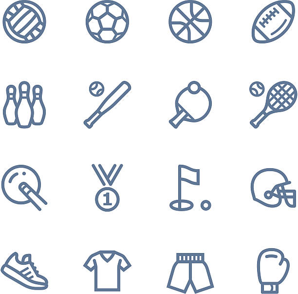 sport linie symbole - badmintonschläger stock-grafiken, -clipart, -cartoons und -symbole