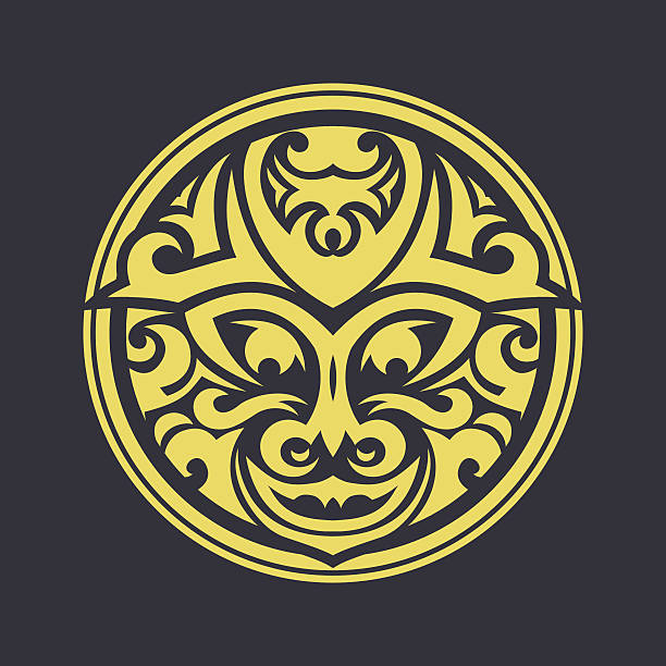 ilustrações, clipart, desenhos animados e ícones de máscara tribal - pattern maori tattoo indigenous culture