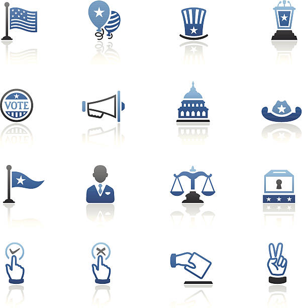 Blue Politics Icon Set High Resolution JPG,CS6 AI and Illustrator EPS 10 included. Each element is named,grouped and layered separately. Very easy to edit. republican national convention stock illustrations