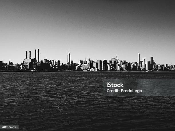 Midtown New York Skyline Stock Photo - Download Image Now - Black And White, Urban Skyline, 2015