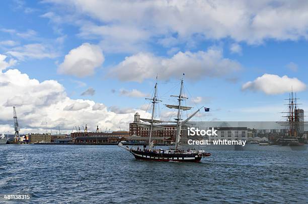 Sailing Ship In Portsmouth Harbour Stock Photo - Download Image Now - British Culture, Candid, Cloudscape