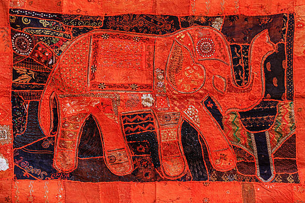 istock Elephant's design rug - handmade, colorful souvenirs from India 481138493