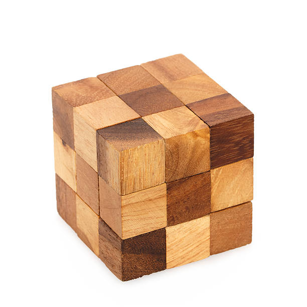 Puzzle Wooden cube isolated on white