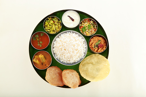 Typical south Indian Thali served in plate
