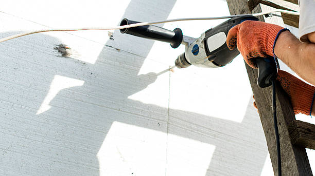 istock The process of drilling holes in the white polyfoam 481152550