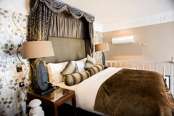 istock Decorated bedroom in hotel. 481175050