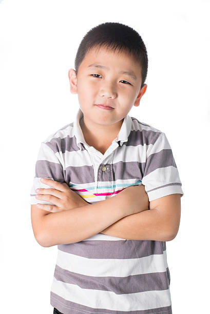 istock Asian boy cross someone's arm, isolated on white background 481177120
