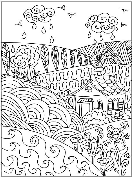 krajobraz zentangle - child craft flower single flower stock illustrations