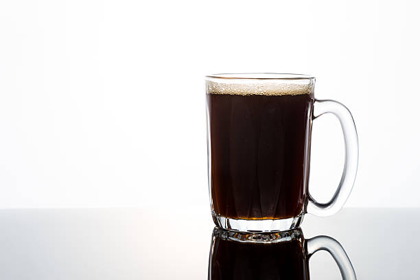 istock Aromatic hot black coffee in a transparent glass 481182496
