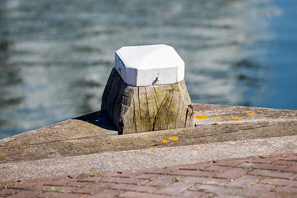istock Wooden with white bollard in the harbour 481182764