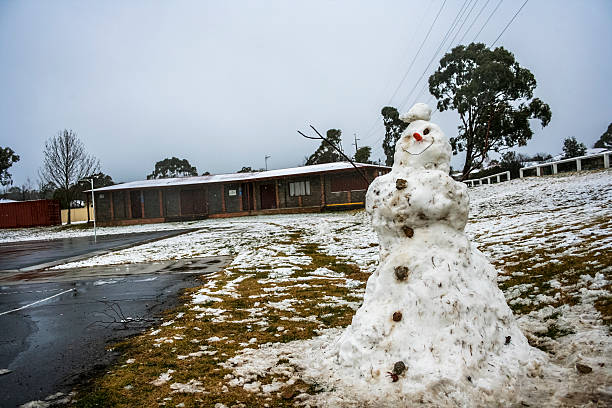 Snowman in Armidale NSW stock photo