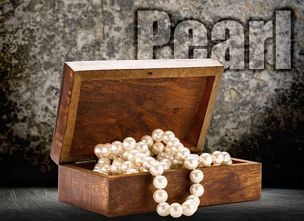 istock Wooden chest with white pearl necklace 481183818