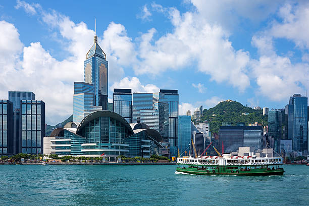 Hong Kong Skyline This photo was shot with a Canon EOS 5D Mark III and L-series lens. ISO 100 central plaza hong kong stock pictures, royalty-free photos & images