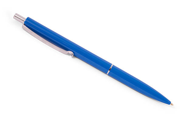 blue pen (clipping path) blue pen. Isolated on whitebackground with soft shadow. Clipping path .included. ballpoint pen photos stock pictures, royalty-free photos & images