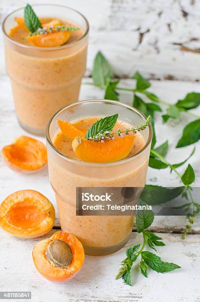 Mousse With Apricots Stock Photo - Download Image Now - Apricot, Mousse - Dessert, Soup