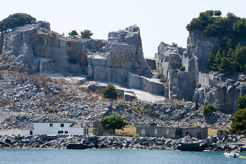 Marble Quarry - Palmaria island Italy. Marble quarry (Portoro) in the island of Palmaria in Portovenere, Liguria, Italy