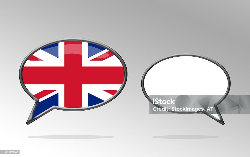 UK Language Speech Bubble 3d english speech bubbles as a concept for international communications, translation processes, education and much more. This image is part of a large speech bubble series.  Professional digitally created image.  Flag stock illustration