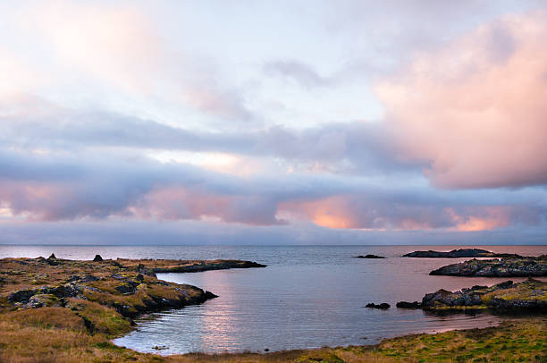 istock Icelandic landscape with sunset over the sea 481190071