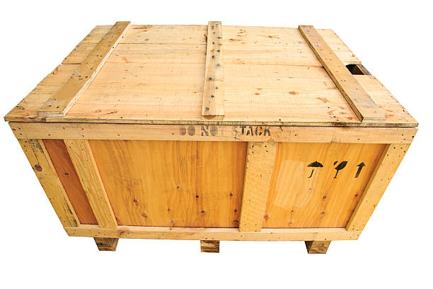 istock Old wooden box isolated on white background 481193370