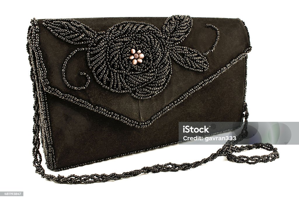 Black Female Bag With Beads Stock Photo - Download Image Now