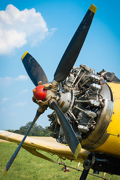 istock Propeller and engine of vintage airplane 481194334