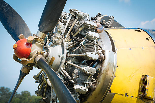 istock Propeller and engine of vintage airplane 481194634