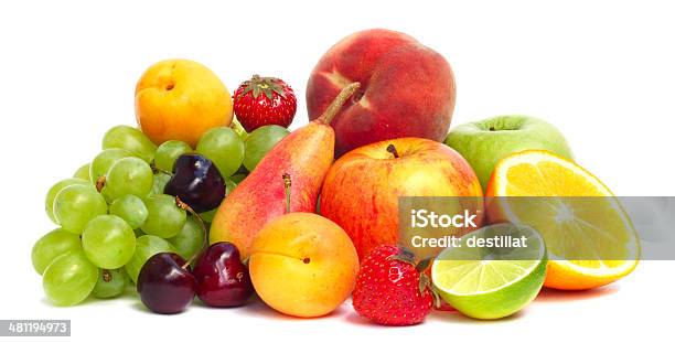Fruit Pile Isolated On White Stock Photo - Download Image Now - Fruit, Cut Out, White Background