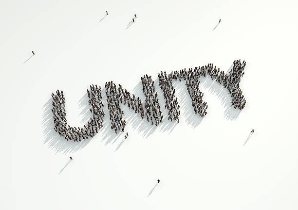 istock Aerial shot of a crowd forming the word 'Unity'. 481197684