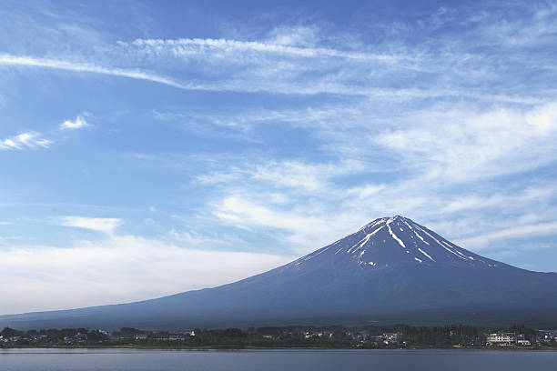 istock Volcano Mountain inside many cloudy Blue sky and lake front 481197936