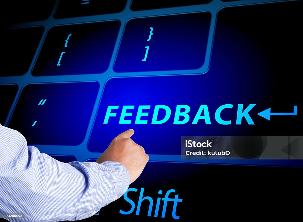 Pressing feedback button on computer keyboard 2015 Stock Photo