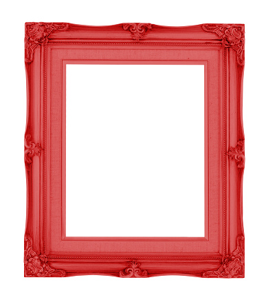 white picture frame on the red background