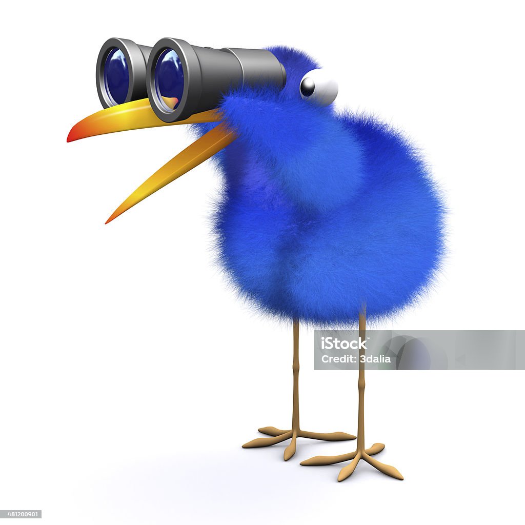 3 d Blue bird binoculares - Foto de stock de Mirar un objeto libre de derechos