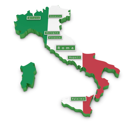 3d render. Map of Italy  isolated on white background.