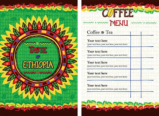 Vector illustration of Menu for restaurant, cafe, bar, coffeehouse - Taste of Ethiopia