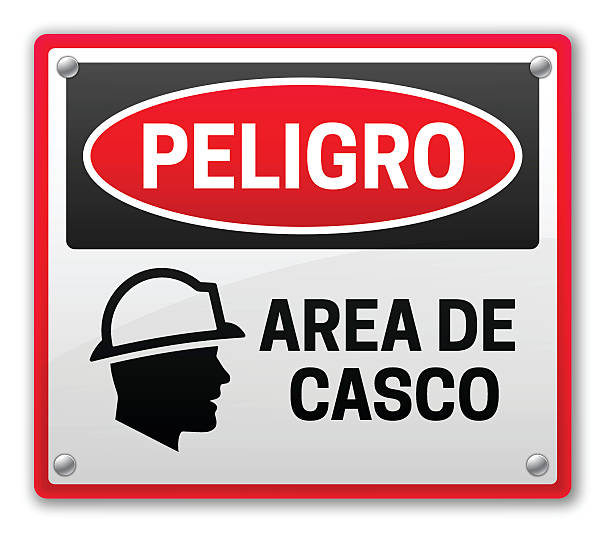 zagrożenie obszar de casco - hat construction site construction sign stock illustrations