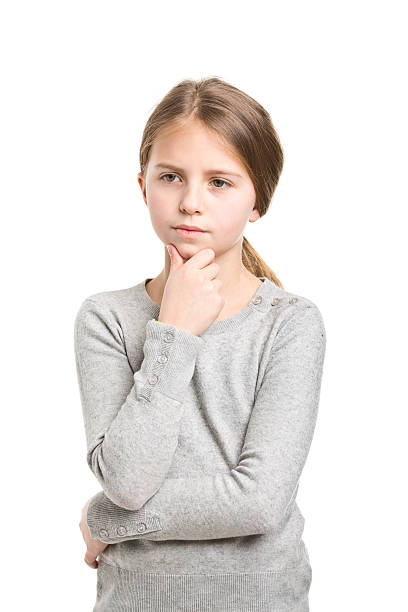 11 years old girl isolated on white