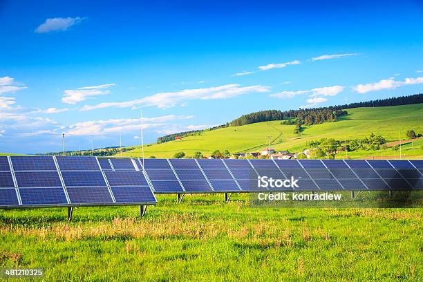 Solar Power Station Green Landscape Xxxl Image Stock Photo - Download Image Now - Solar Panel, Solar Energy, Solar Power Station