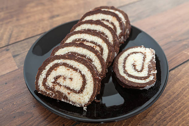 Coconut and Chocolate Rolls stock photo