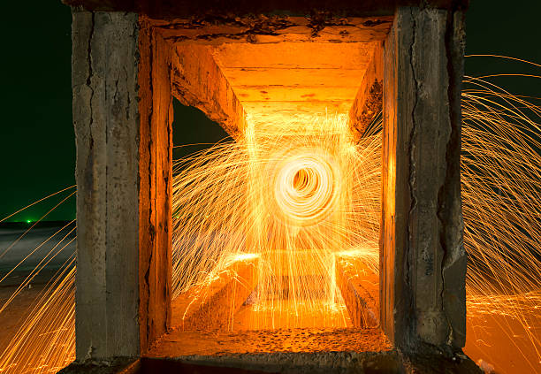 istock Amazing Fire steel wool under bridge. 481211654