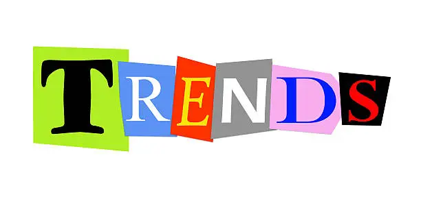 Photo of trends in colorful cut out letters