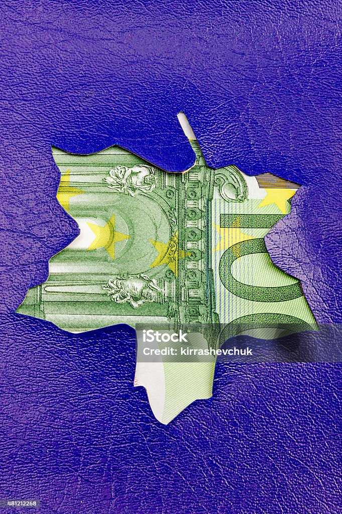 Sales promotional sign in a shape of leaf Sales promotional sign with euro banknote in a shape of leaf 2015 Stock Photo