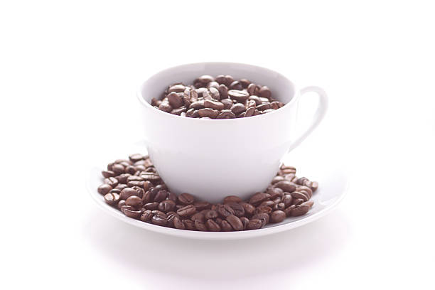 cup of coffee beans stock photo