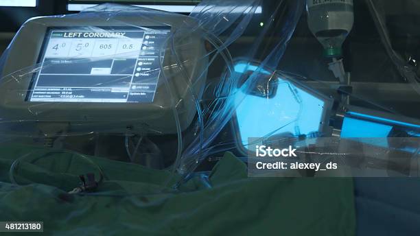 Working Medical Equipment In Operating Room During Heart Surgery Stock Photo - Download Image Now