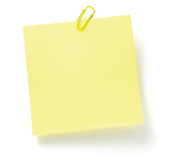 istock Blank Empty Yellow Post-It To-Do List, paperclip, isolated copy space 481214491