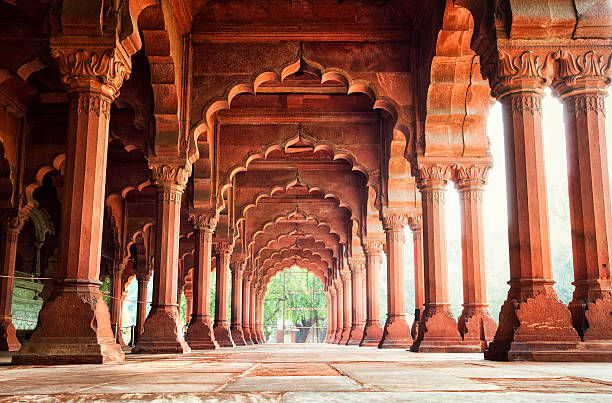 diwan-i-am presso il forte rosso di nuova delhi, india - india new delhi architecture monument foto e immagini stock