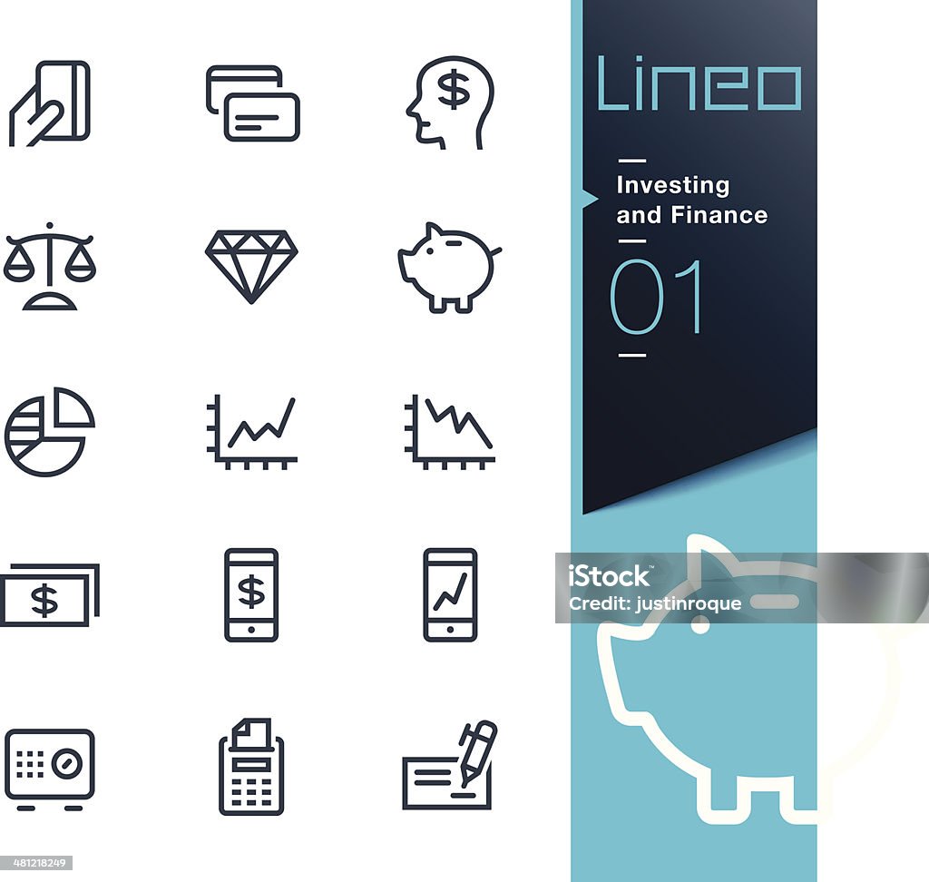 Lineo - Investing and Finance outline icons Vector illustration, Each icon is easy to colorize and can be used at any size.  Icon Symbol stock vector