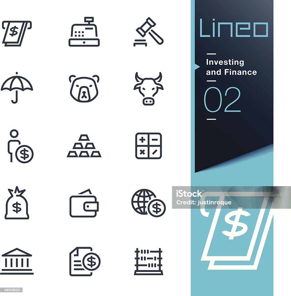 Lineo - Investing and Finance outline icons Vector illustration, Each icon is easy to colorize and can be used at any size.  Icon Symbol stock vector